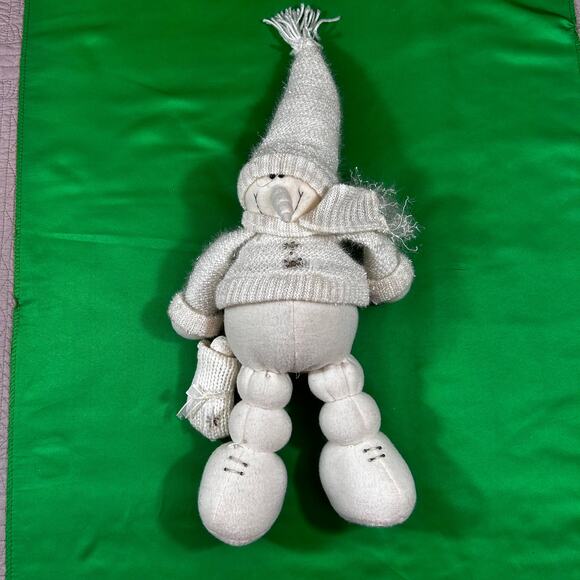 Snowman Plush Christmas Figure Weighted Feet Standing - Picture 2 of 9